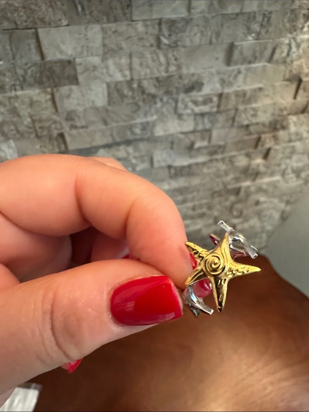 Fashion Jewelry Two-Tone Starfish Open Cuff Ring - Gold & Silver